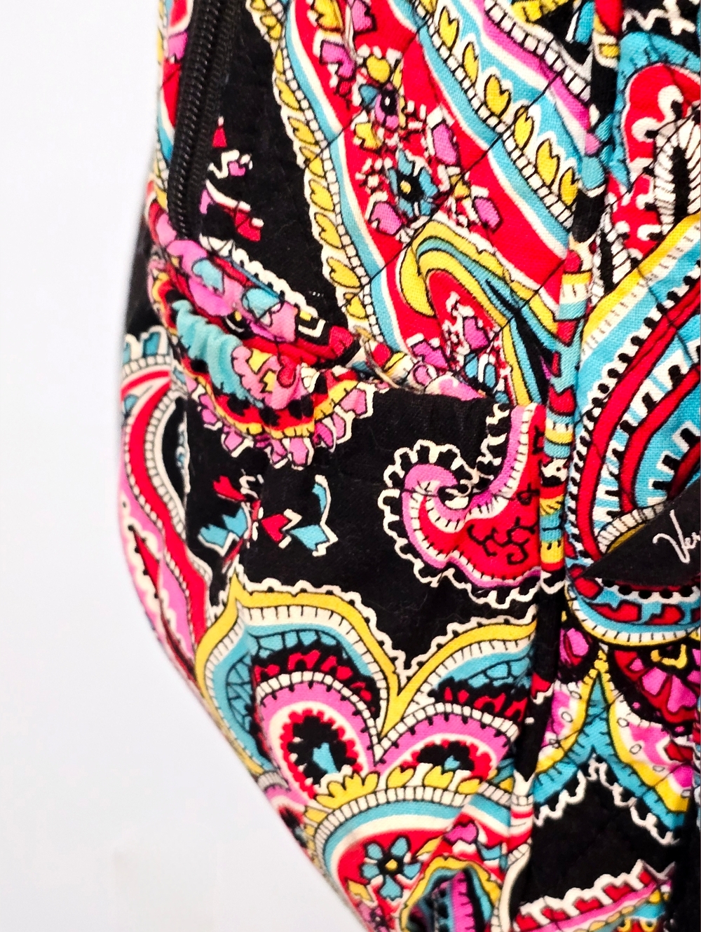 Vera Bradley Paisley Backpack Black Pink Blue Travel School Bag Quilted Cotton - Picture 6 of 14